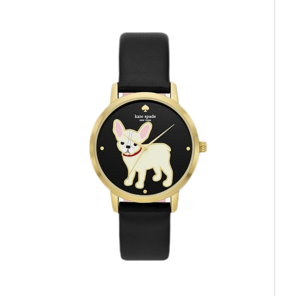Kate Spade Black Gold Dog Motif Watch